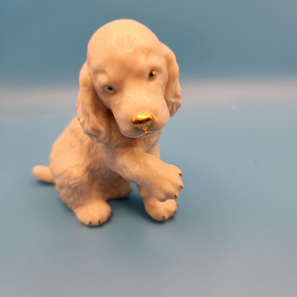 Adorable Cream Ceramic Dog Figurine  J6